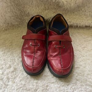 Dr Comfort Delight  leather Red shoes hook & loop adjustable strap SZ11W
